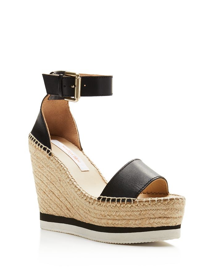 Women's Glyn Leather Espadrille Platform Wedge Ankle Strap Sandals | Bloomingdale's (US)