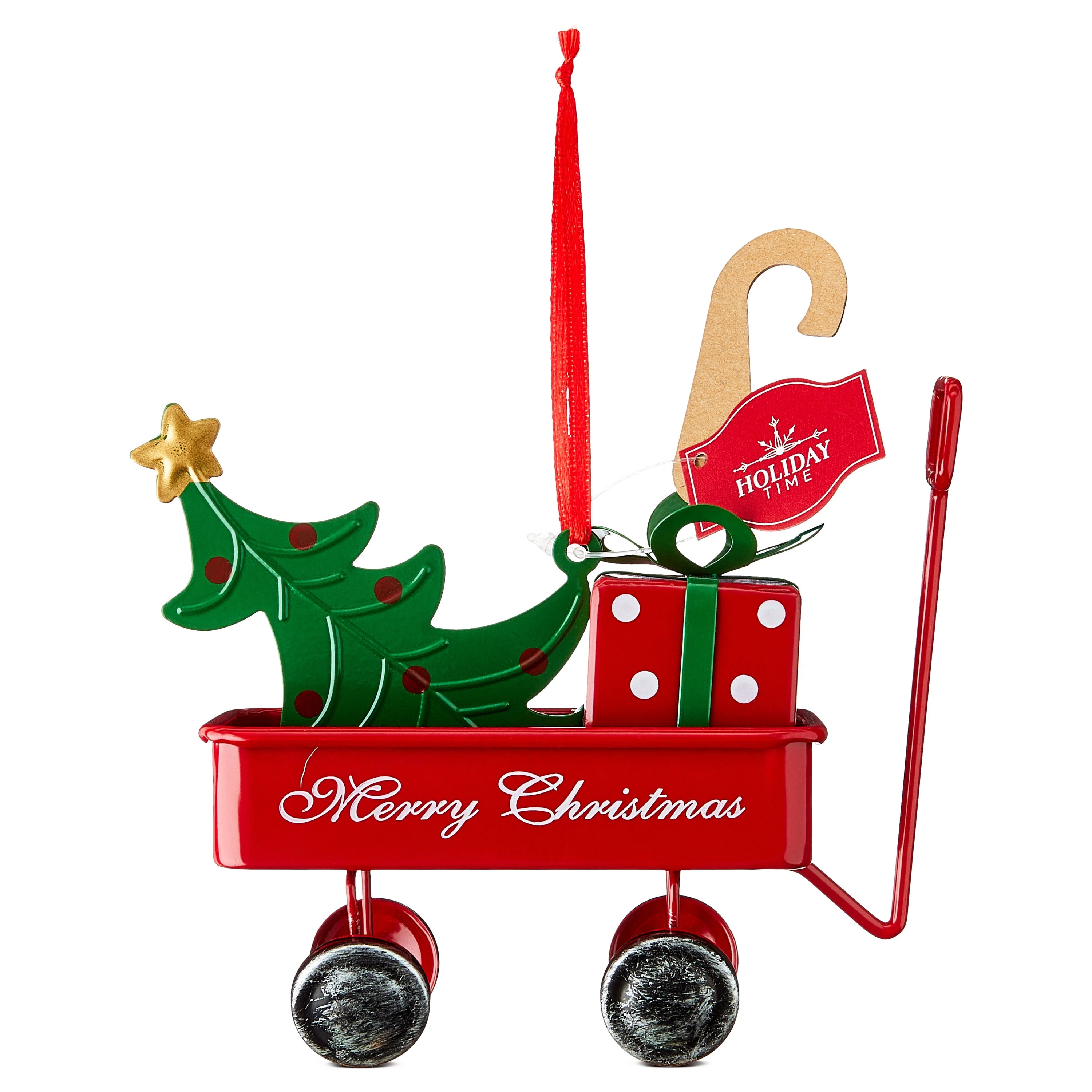 Red and White Metal Wagon Christmas Ornament, 4.75", by Holiday Time | Walmart (US)