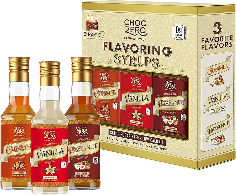ChocZero Sugar Free Coffee Syrup Variety Pack (3 x 10.8 fl oz), No Sugar Alcohols, Keto Friendly ... | Amazon (US)