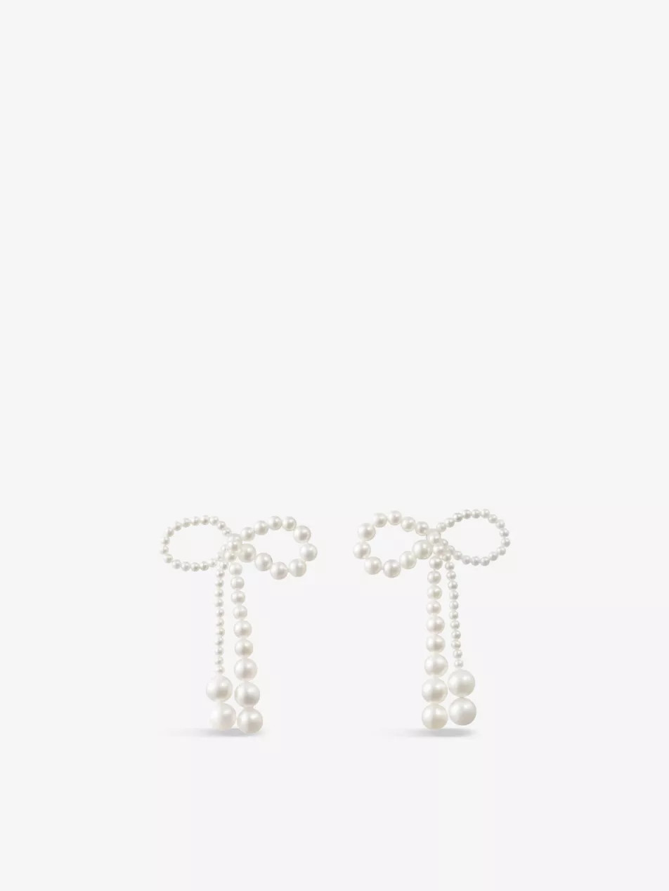 Rosette de Perles 14ct yellow gold and freshwater pearl earrings | Selfridges