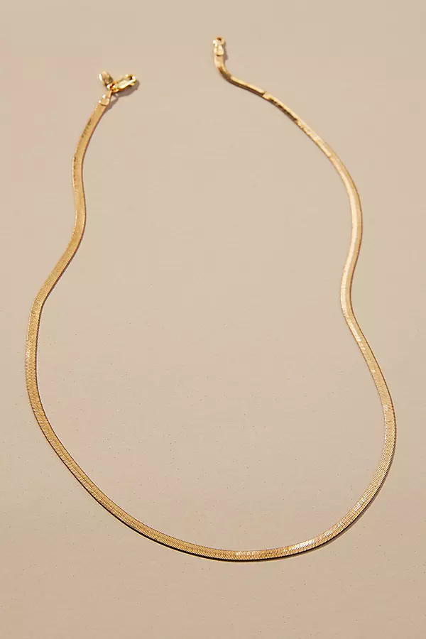 Flat Herringbone Necklace By Anthropologie in Gold | Anthropologie (US)