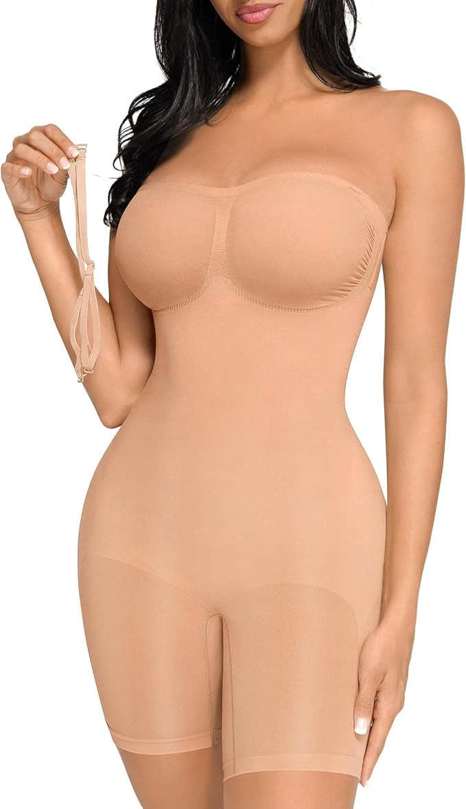 FeelinGirl Strapless Bodysuit for Women Tummy Control Shapewear Seamless Sculpt Body Shaper with ... | Amazon (US)
