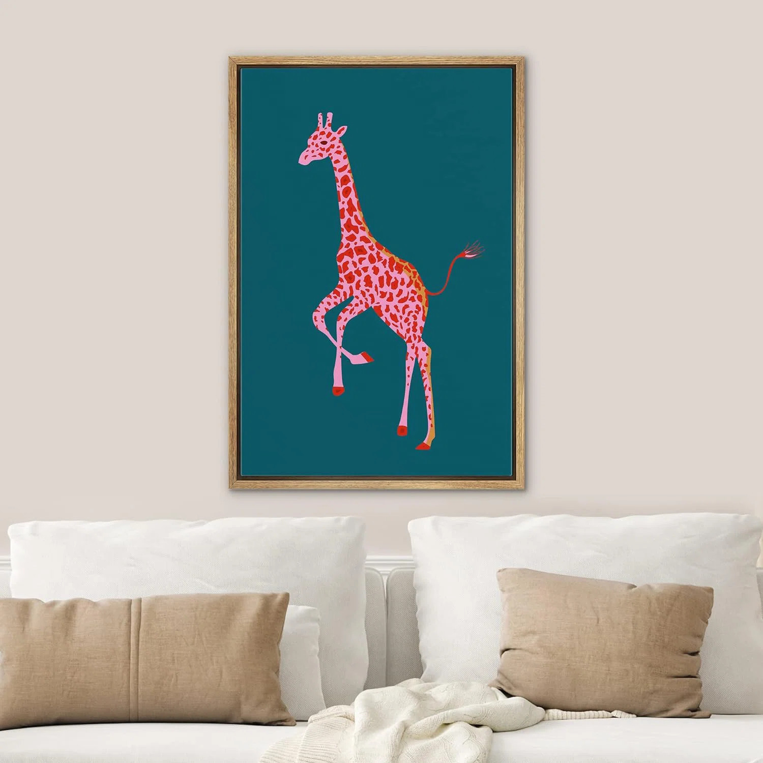 IDEA4WALL Bright Preppy Animals IDEA4WALL Framed Canvas Print Wall Art Room Decor Pink African Ca... | Wayfair North America