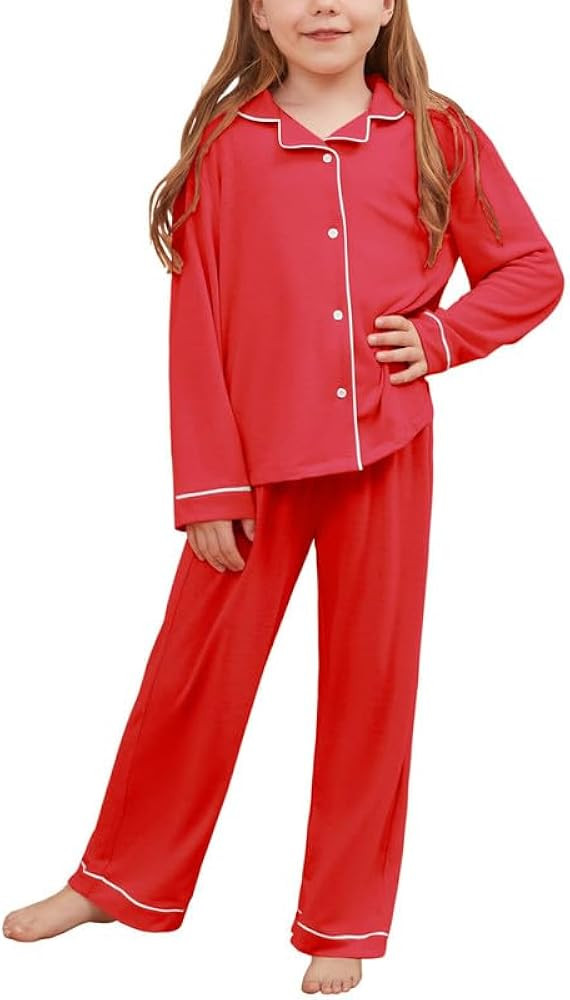 CHILDRENSTAR Girls Boys Pajamas Sets Long Sleeve Button Down 2 Pieces Nightwear Shirt Kids Lounge... | Amazon (US)