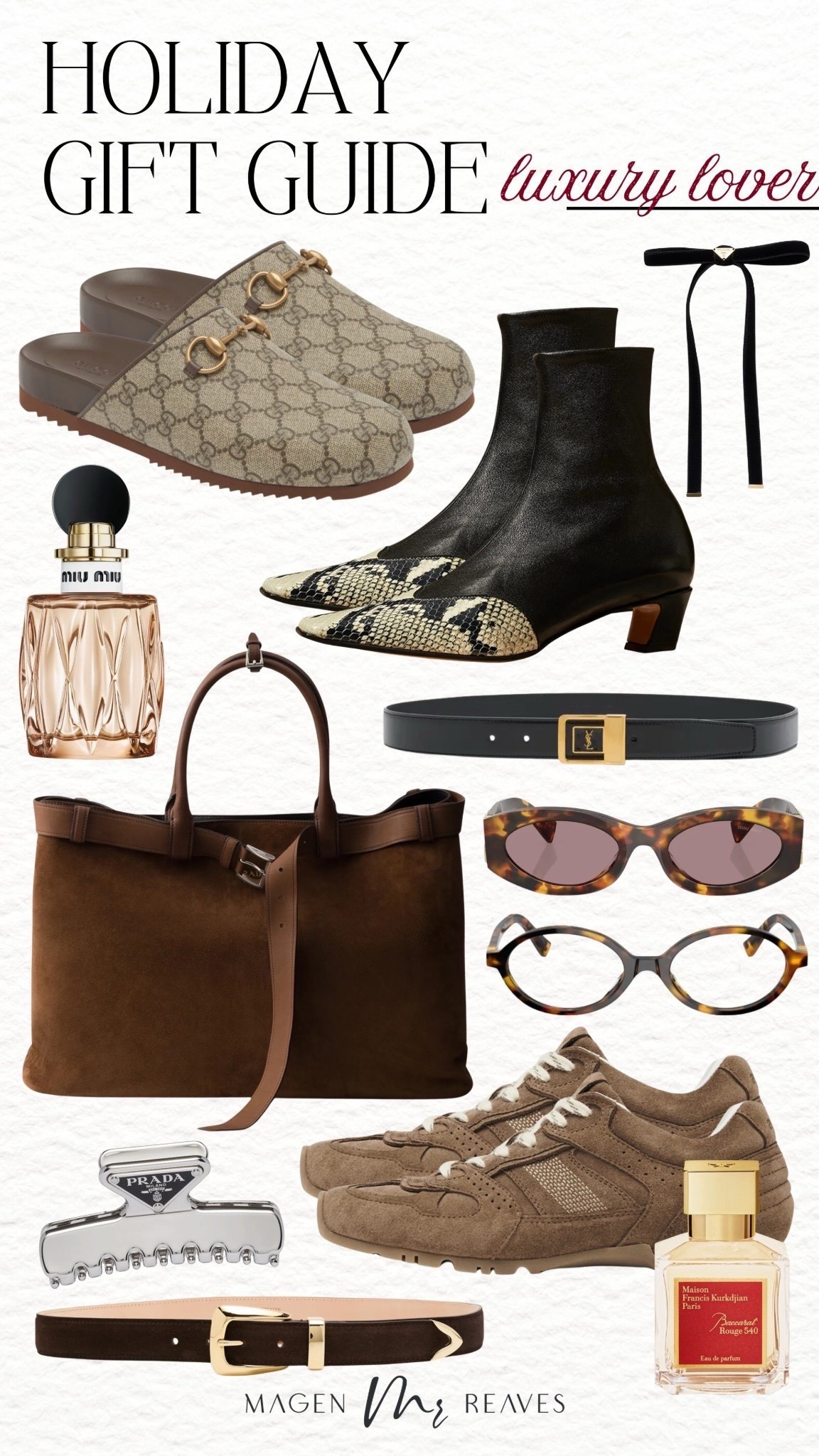 holiday gift guide for the luxury lover! 

luxury gift guide, designer shoes, designer sunglasses, designer fashion, miu miu, designer belt, women’s belt, suede bag

#LTKHoliday #LTKGiftGuide
