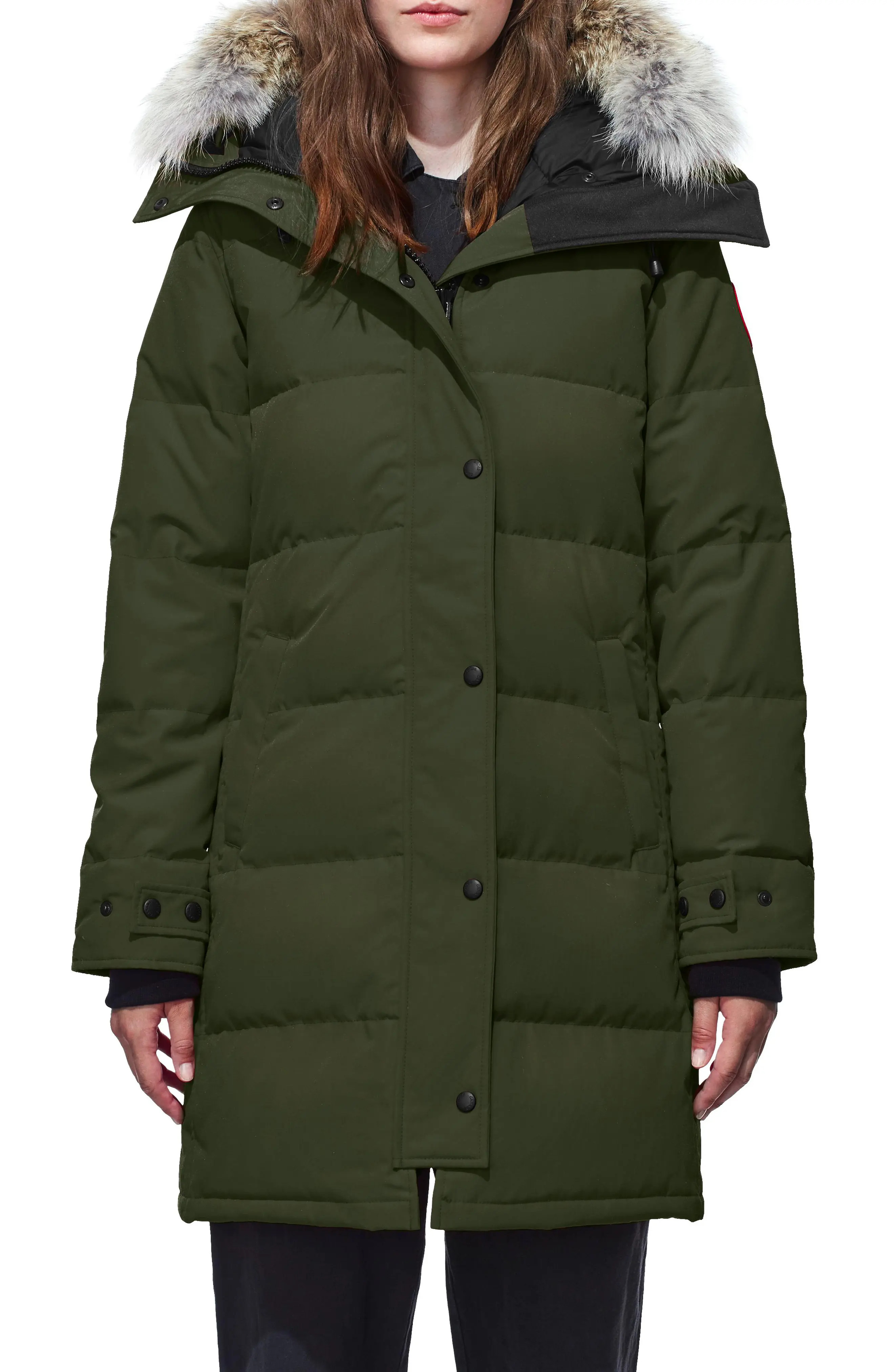 Women's Canada Goose Shelburne Genuine Coyote Fur Trim Down Parka, Size Small - Green | Nordstrom