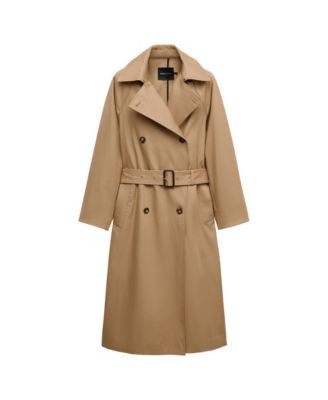 Mango Women's Selection Long Double-Breasted Trench Coat - Beige | Macy's