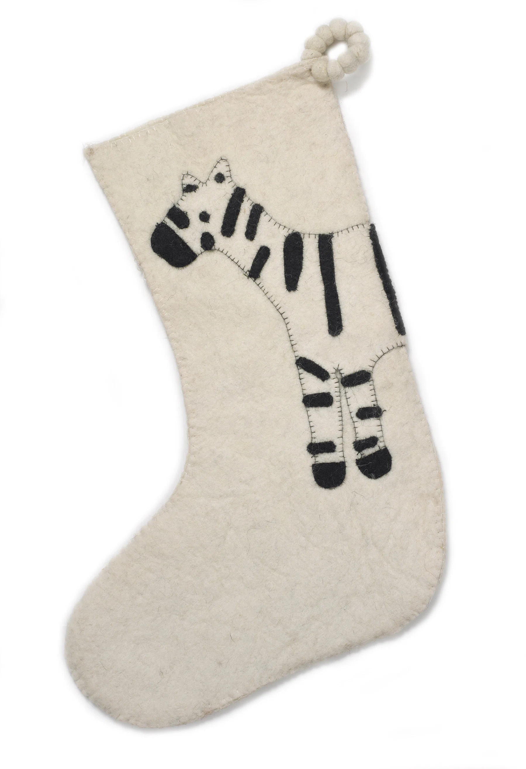 Hand Felted Wool Kids Christmas Stocking - Double Sided Zebra | Wayfair North America
