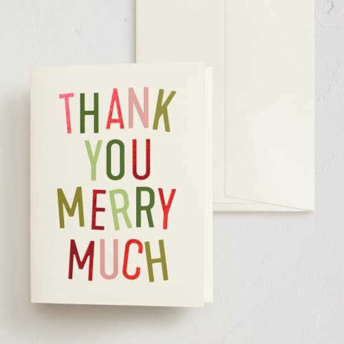 Minted Holiday Thank You Cards with Envelopes – 10 Pack Thank You Merry Much Design, Red Foil Accents, Blank Inside, Holiday Greeting Note Cards Set for Kids, Neighbors, Friends, Family, Business | Amazon (US)