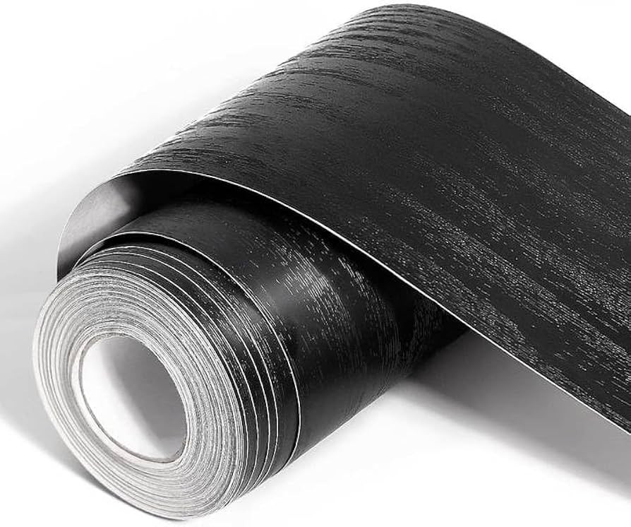 Nirvany 13 Yard Black Wood Grain Wallpaper Border Removable PVC Waterproof Peel and Stick Wallpap... | Amazon (US)