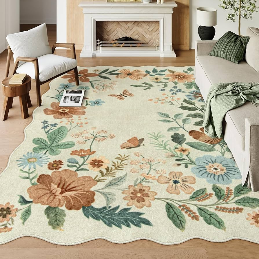 Lahome Floral 9x12 Area Rugs for Living Room Bedroom, Soft Washable Rugs 9x12 Stain Resistant, Ul... | Amazon (US)