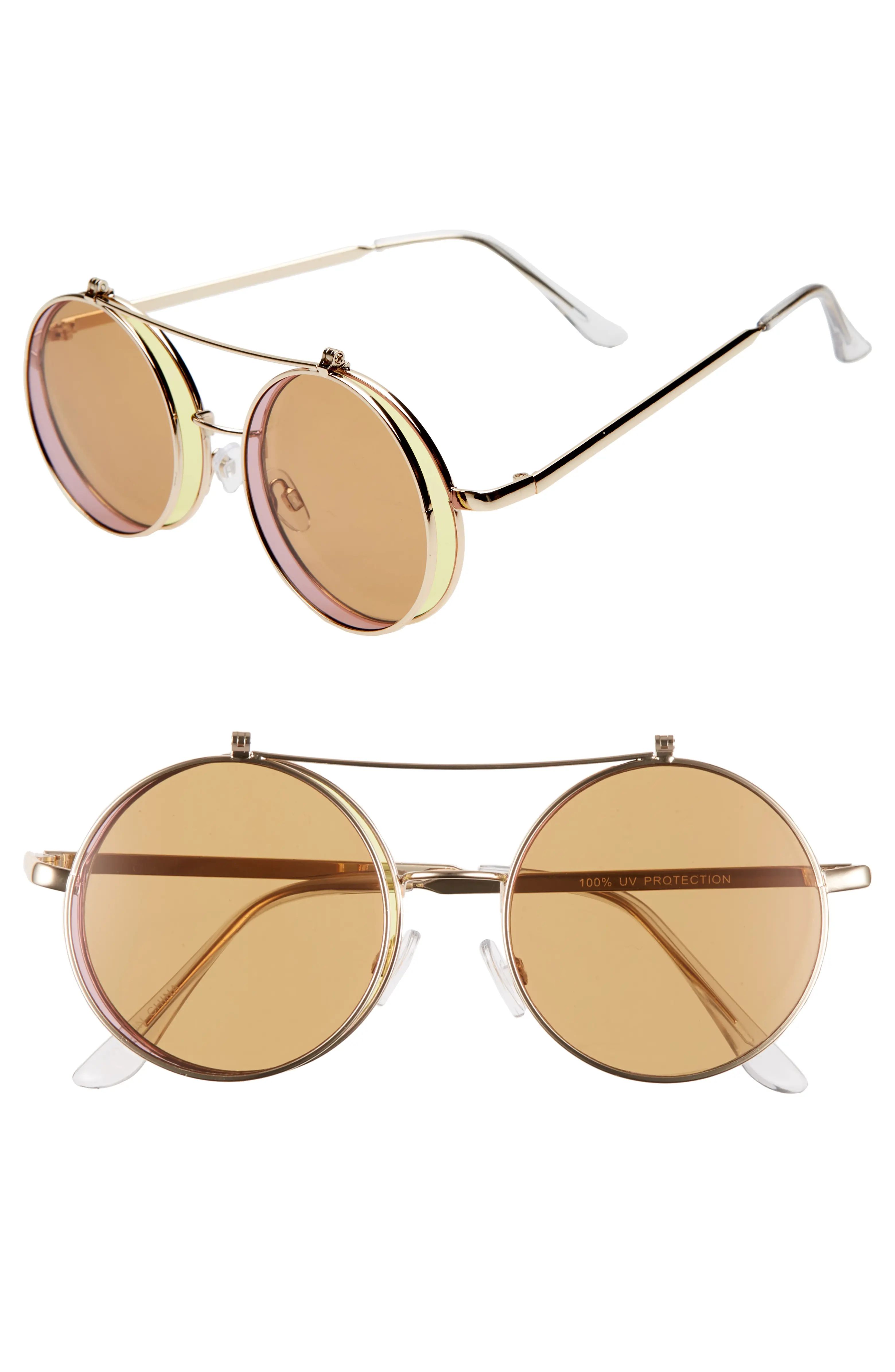 54mm Round Flip Lens Sunglasses | Nordstrom