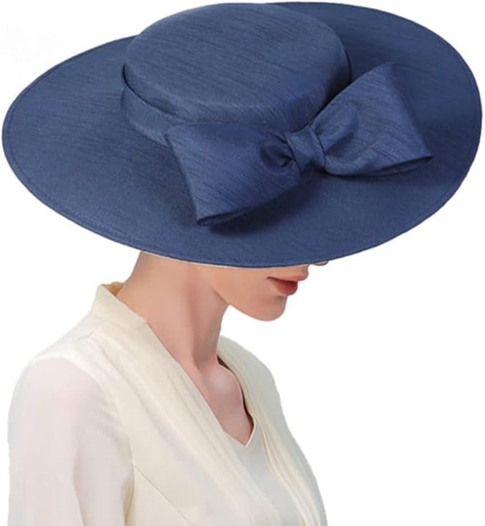 Wide Brim Hats for Women Big Bowknot Formal Occasion Kentucky Cap Lady Wedding Cocktail Party Fla... | Amazon (US)