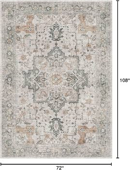 GENIMO 6x9 Washable Area Rugs for Living Room, Non Slip, Taupe | Amazon (US)