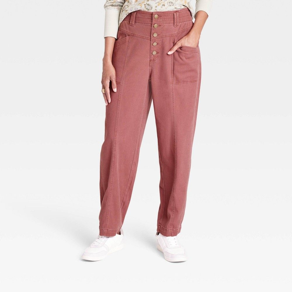Women's Mid-Rise Tapered Fit Pants - Knox Rose Rose Red S | Target