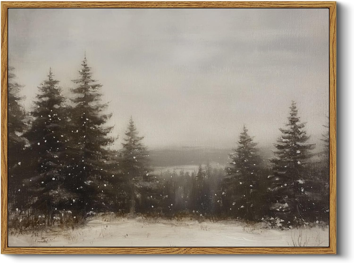 InSimSea Framed Canvas Wall Art Winter Christmas Decor Living Room Pine Tree Forest Decor Nature Landscape Decoration for Bedroom Bathroom Rustic Xmas Holiday Gifts 12x16 Inch | Amazon (US)