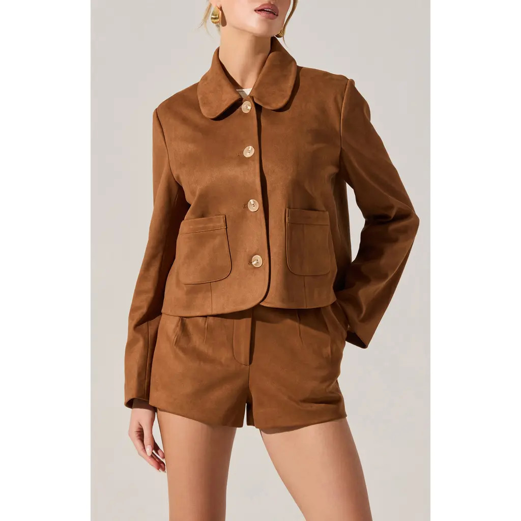 ASTR the Label Jude Faux Suede Jacket in Camel at Nordstrom Rack, Size Medium | Nordstrom Rack
