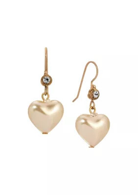 1928 Jewelry Heart Shaped Faux Pearl Earrings, White | Belk