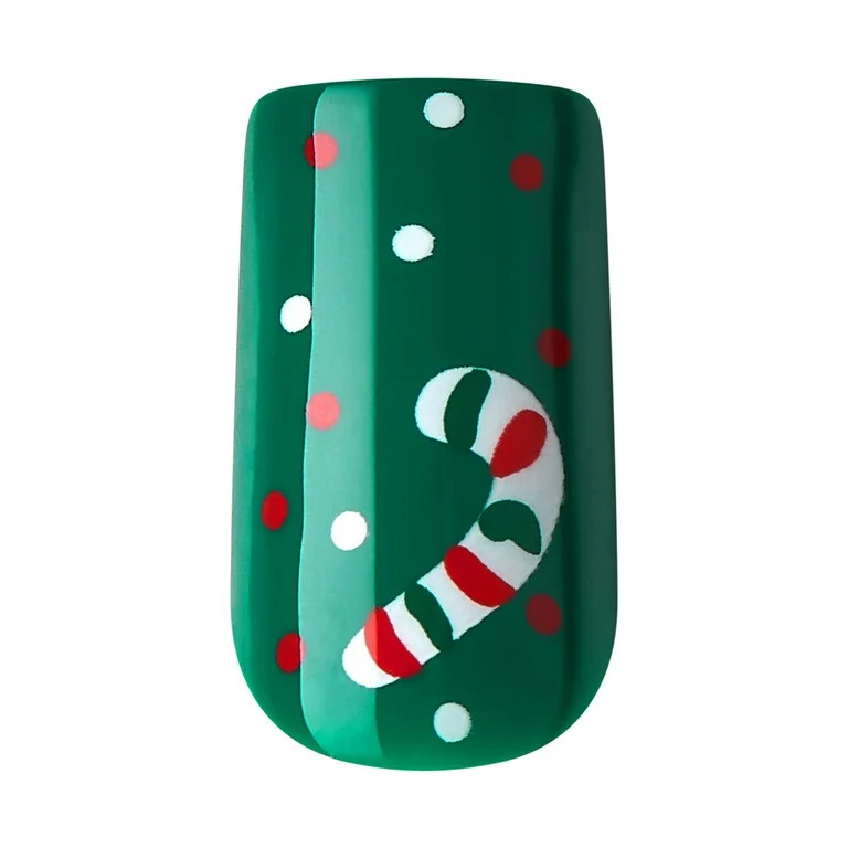 KISS Voguish Fantasy Holiday Press-on Nails, Stockings, Red, Medium Length, Square Shaped, 28 Cou... | Walmart (US)