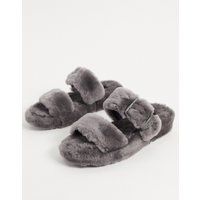 UGG fuzz yeah slippers in charcoal-Green | ASOS ROW