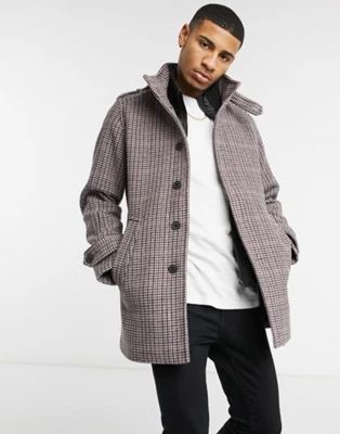 Selected Homme overcoat with funnel neck in grey | ASOS (Global)