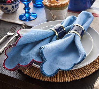Scallop Border Cotton/Linen Napkins - Set of 4 | Pottery Barn (US)