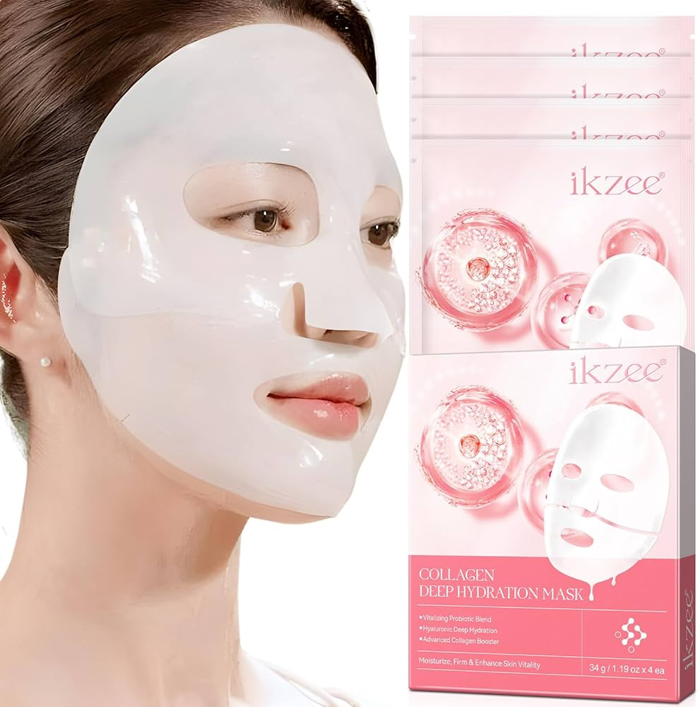 Bio Collagen Korean Face Mask - 4 Pack, Deep Hydration & Vitality, Probiotic & Hyaluronic Acid, K... | Amazon (CA)