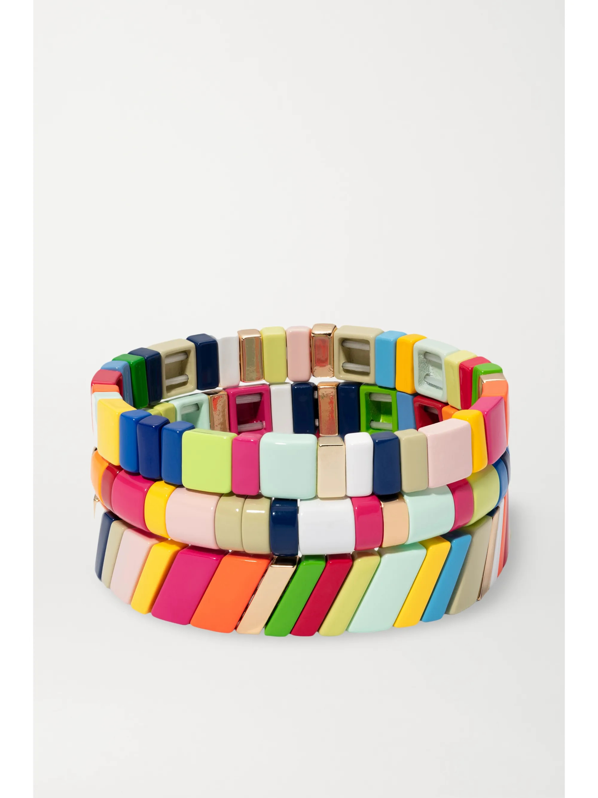 Fruit Stripe set of three enamel and gold-plated bracelets | NET-A-PORTER (US)