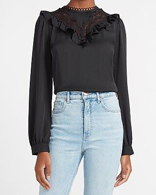 Ruffle Front Long Sleeve Top | Express