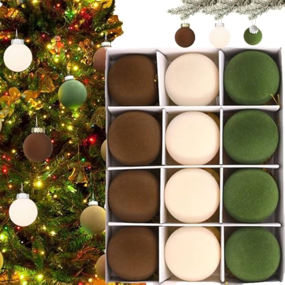 12Pcs Velvet Christmas Balls Christmas Tree Decorations, Velvet Ornaments for Christmas Tree, Vel... | Amazon (US)