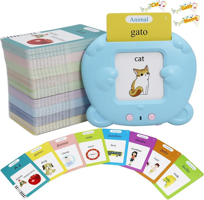 Spanish & English 510 Words Alphabet Bilingual Talking Flash Cards for 3-8 Years Toddlers, Pocket... | Amazon (US)