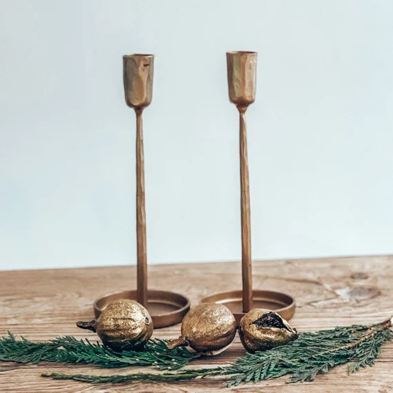 Gold Candle Holders/set of 2/antique Gold Candle Stick - Etsy | Etsy (US)