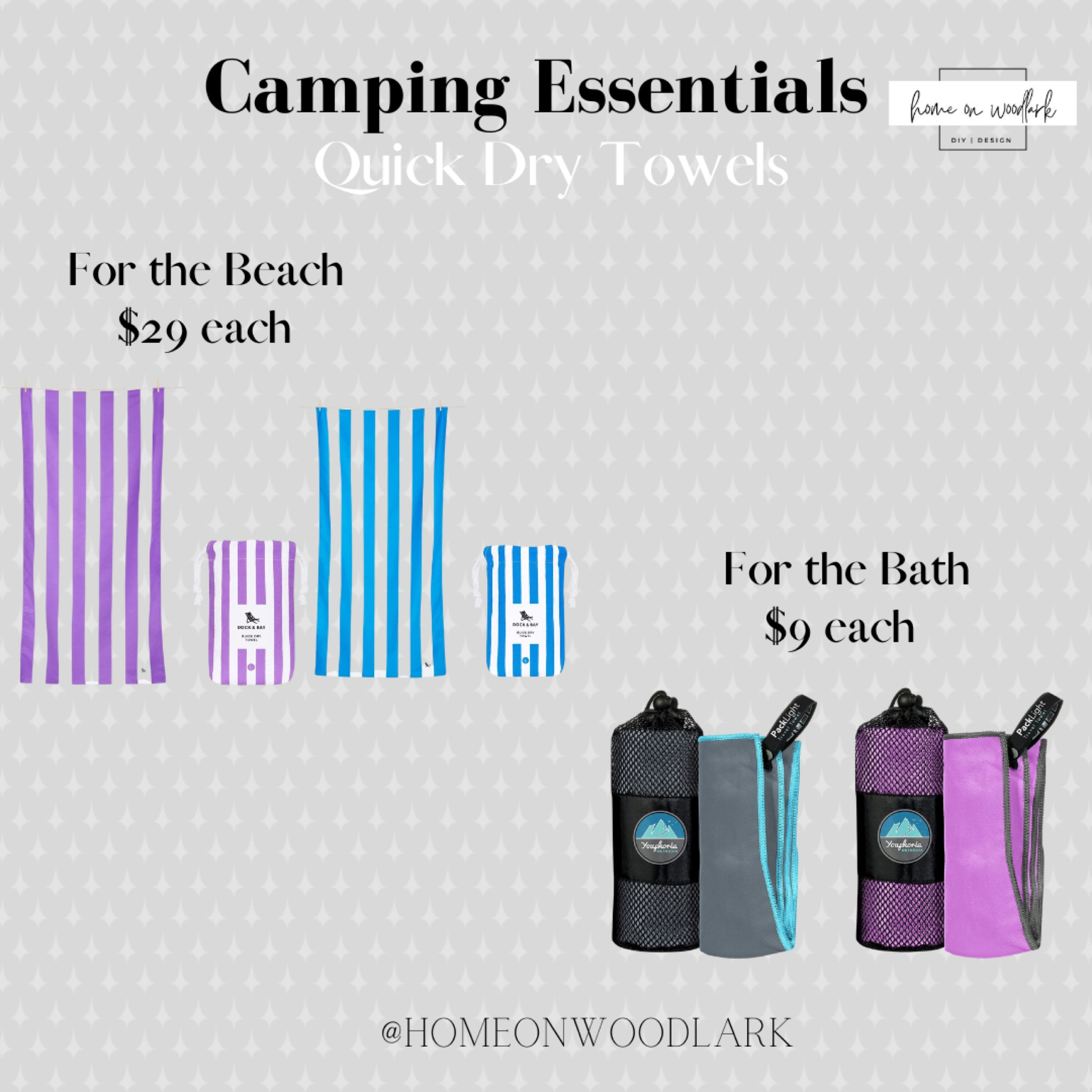 When we camp, I will forever use quick dry towels for showers and the beach because it saves so much time.  

These quick dry beach towels by Dry Dock are great for boating as well.  Love the Euphoria bath towels for camping as they come in a variety of colors.  

Camping towels, boating towels.  

#LTKfamily #LTKSeasonal #LTKunder50