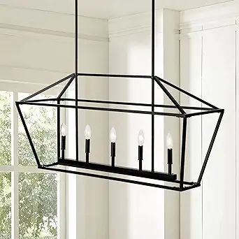 Untrammelife 5-Light Linear Pendant Light Fixture, Kitchen Island Lantern Pendant Lighting, Linea... | Amazon (US)