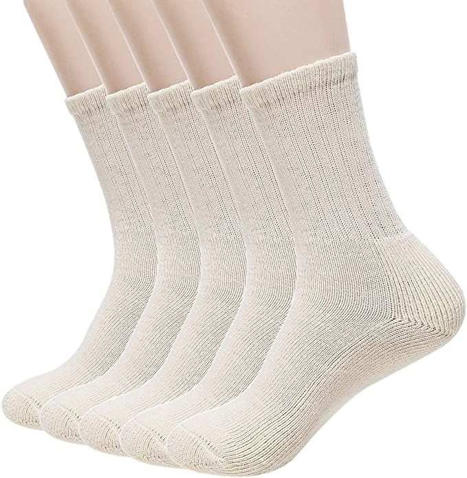Womens Long Crew Socks - Cotton Cushioned Hiking Socks | Amazon (US)