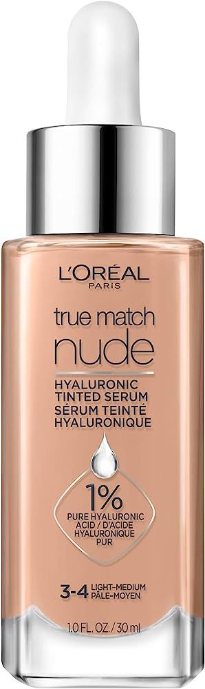 L'Oreal Paris True Match Nude Hyaluronic Tinted Serum Foundation with 1% Hyaluronic acid, Light-M... | Amazon (US)