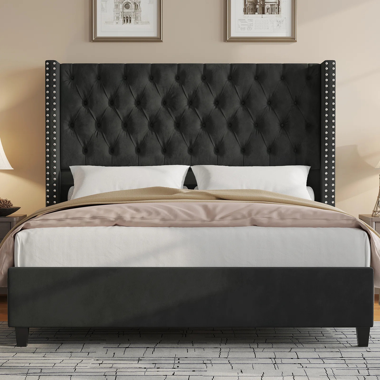 Willa Arlo™ Interiors Dillwyn Upholstered Wingback Bed & Reviews | Wayfair | Wayfair North America