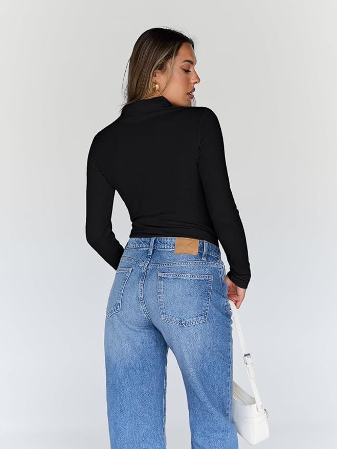 Trendy Queen Womens Turtleneck Tops Winter Clothes | Long Sleeve Basic Shirts,Stretchy Fit,Tight ... | Amazon (US)
