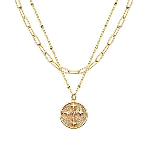 Amazon.com: MEVECCO Gold Layered Choker Necklace for Women,18K Gold Plated Cute Dainty Karma Roun... | Amazon (US)