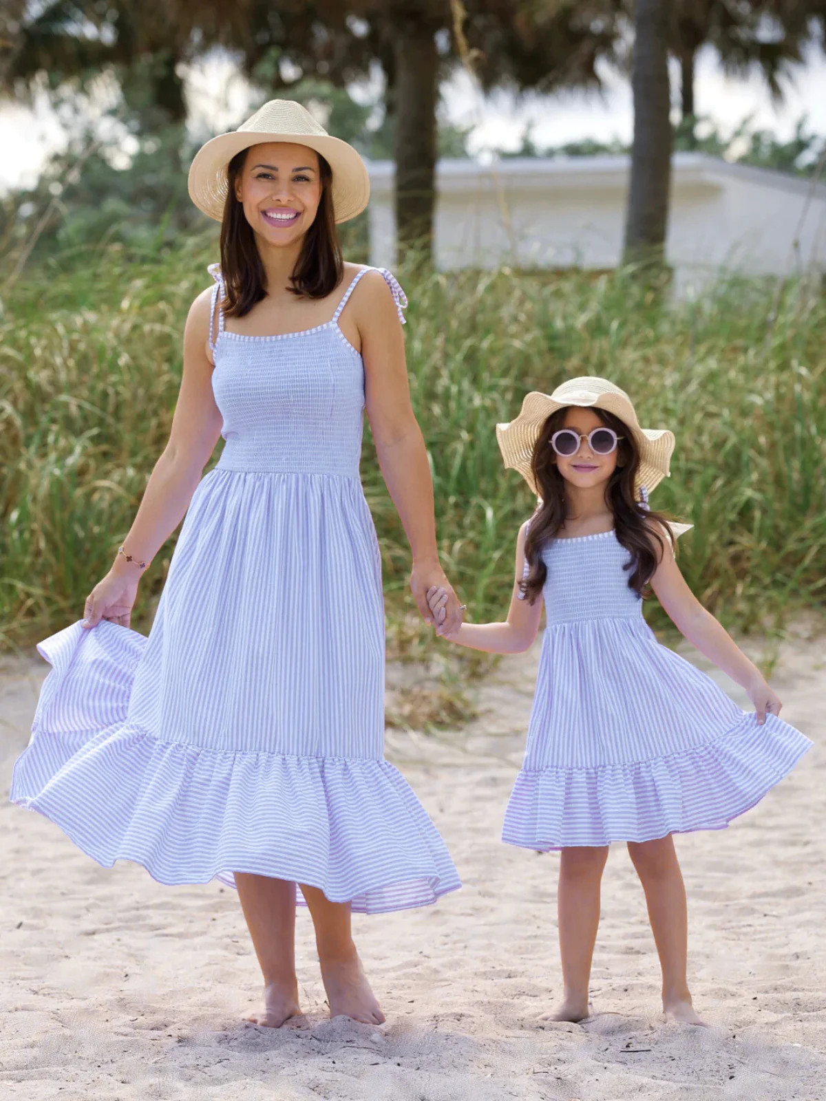 Mommy and Me Ocean Breeze Smocked Midi Dress Blue / Mom-S | Mia Belle Girls