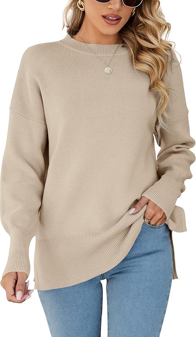 Imily Bela Oversized Tunic Sweaters for Womens Drop Shoulder Side Slit Loose Pullover Sweatshirt 202 | Amazon (US)