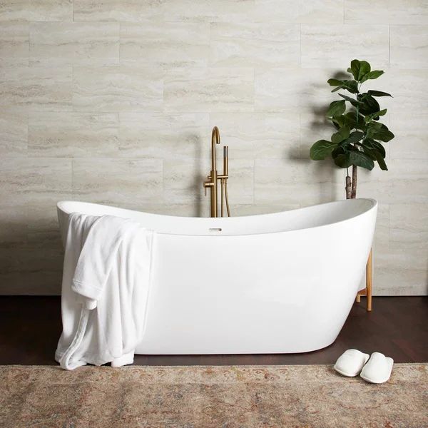 Philo 59'' x 28.34'' Freestanding Soaking Acrylic Bathtub | Wayfair North America