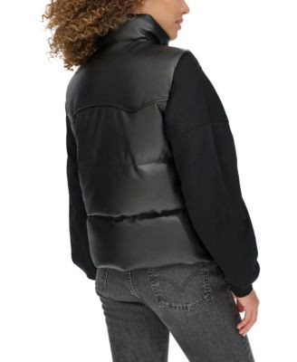 Women's Faux Leather Western Puffer Vest | Macy's
