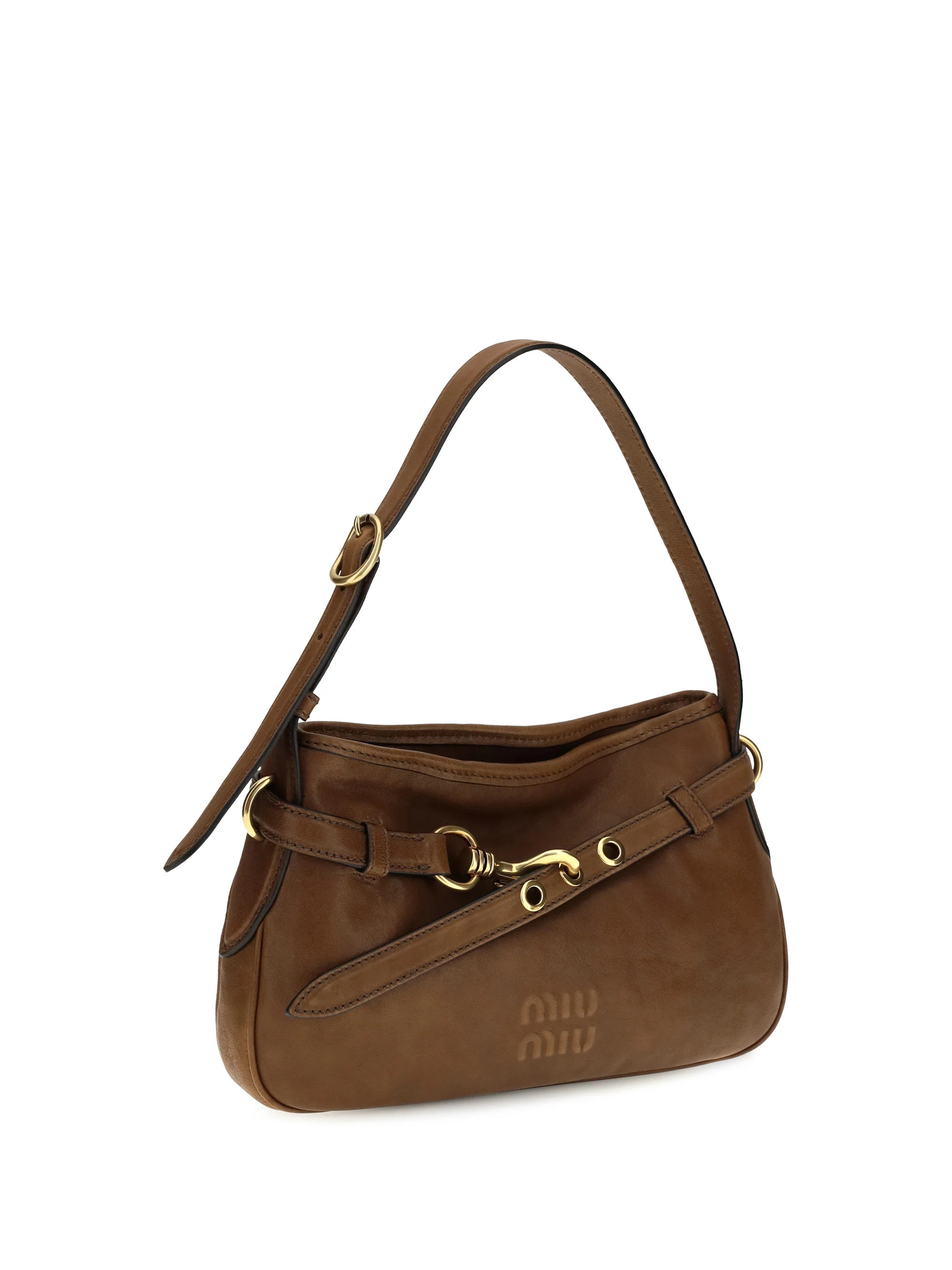 Miu Miu Lambskin Leather Shoulder Bag — Brown | Italist Inc.