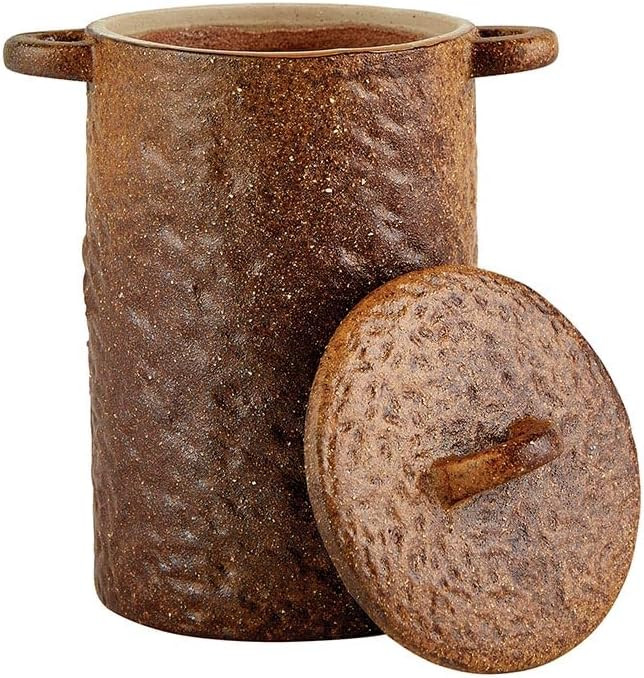 47th & Main Stoneware Countertop Textured Kitchen Canister with Lid, 3.25"Dia x 4.25"W x 6"H, Bro... | Amazon (US)