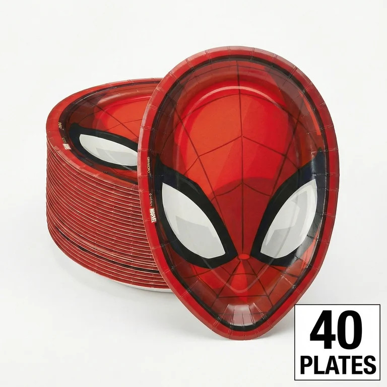 Amscan Spider-Man Webbed Wonder Shaped Disposable Paper Party Plates 40 Count 7 Inch | Walmart (US)