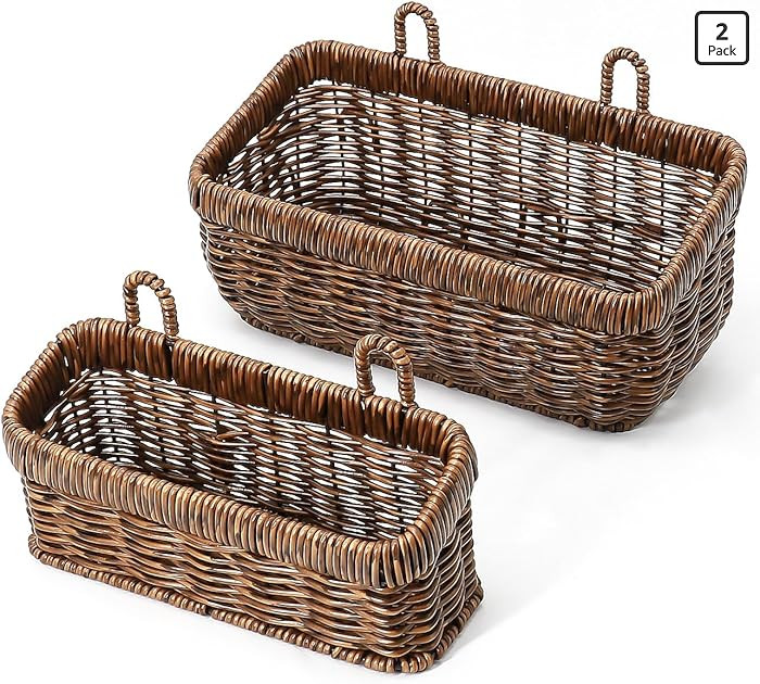 AceList Wall Hanging Basket, Boho Style Hand-Woven Hanging Storage Baskets - Set of 2, Ideal for ... | Amazon (US)