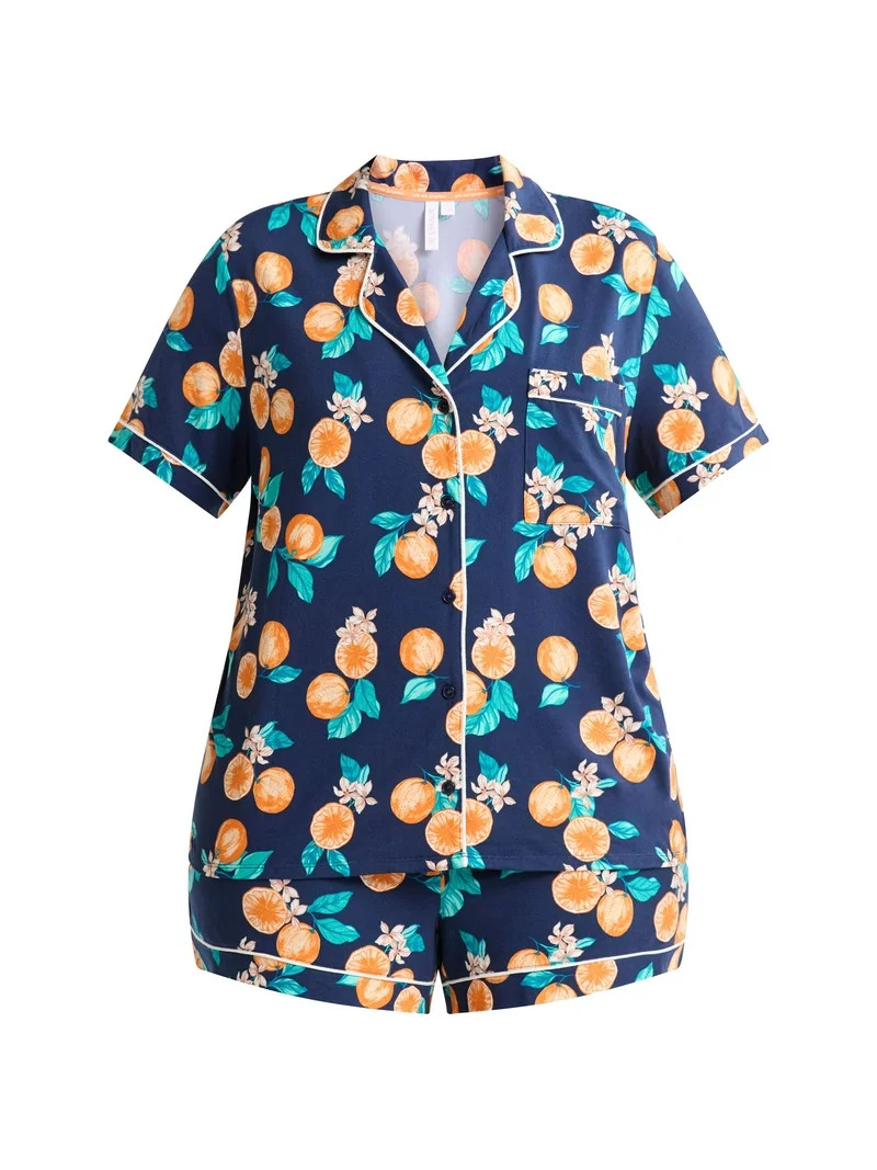 Joypsun Women's Dreamy Soft Collection Notch Collar Top and Shorts Pajama Set, 2-Piece, Sizes XS-... | Walmart (US)