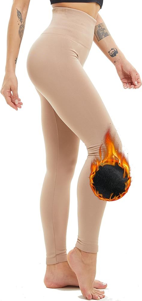 Fleece Lined Leggings Women Thick High Waisted Leggings Winter Warm Tights | Amazon (US)