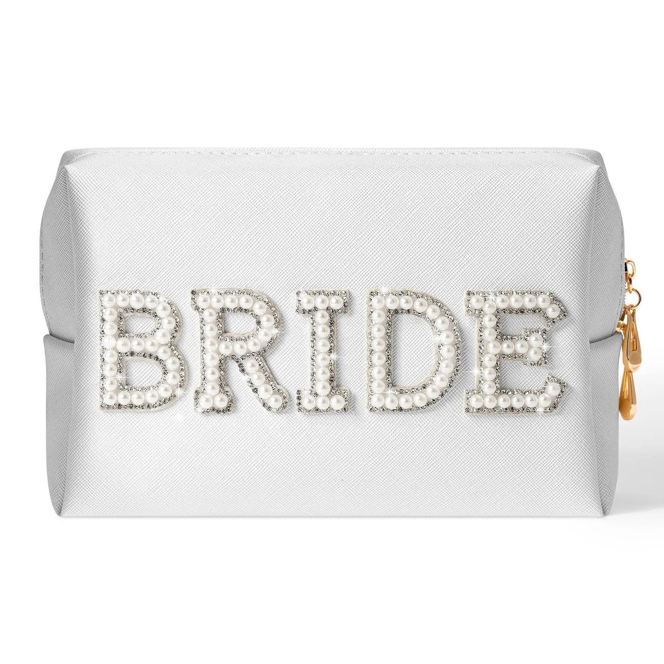 Letter Pattern Cosmetic Bag, Bead Decor Makeup Pouch, Lightweight Storage Bag For Bride | Temu Affiliate Program